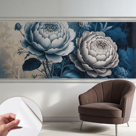 Papier peint adhésif décoratif pour chambre et salon Design moderne à poser facilement Fleurs romantiques 250x104 cm (1/5)