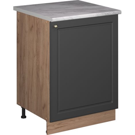 Mobiletto base cucina Fame-Line, Oro-antracite rustico/Rovere dorato, 60 cm 1 anta con piano di lavoro, Vicco (1/5)