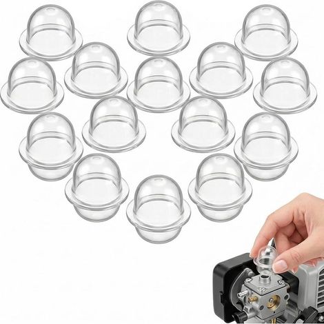 15 Pièces Poire Amorcage 19mm Transparente pour Carburateur Tondeuse Debroussailleuse Souffleur, Pompe d'Amorce Moteur Facilite le Démarrage Essence (1/5)