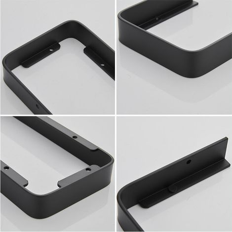 Selbstklebendes, wandmontiertes Duschregal aus Aluminium und gehärtetem Glas, 30 cm, schwarz – Badezimmeraufbewahrung ohne Bohren, Tragkraft 10 kg