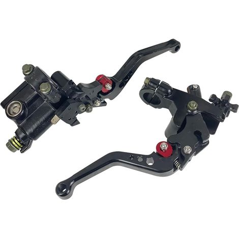 Levier d'embrayage Universel 7/8" 22mm Maître-Cylindre Pompe de Frein Réglable Compatible avec Yama-ha Polaris Suzuki Kawa-saki Honda Moto (Noir) (1/5)