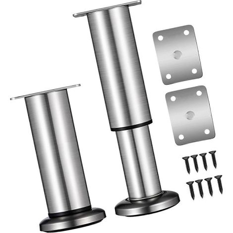 Pieds de canapé réglables en acier, base ronde de 15 cm, capacité de charge de 250 kg, adaptés aux pieds de meubles, disponibles en plusieurs couleurs, plage de réglage de 12 à 20 cm. (1/5)
