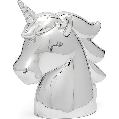 Salvadanaio argentato per bambini, elegante, ideale come regalo, con unicorno Dimensioni: 125x65x125 mm Codice articolo: ZV6166061 (1/2)