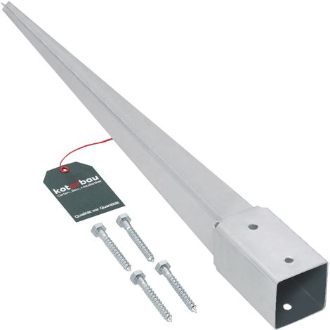 KOTARBAU® Support de Poteau Bois - Acier Galvanisé - 60 cm - Argent - 51 x 51 mm - Support Poteau à Enfoncer - pour Clôture et Pavillon - Résistant à la Corrosion (1/5)