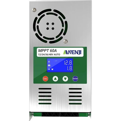 Contrôleur de Charge Solaire, Capacité 60A, Écran LCD, ANJ-48V-60A (1/2)