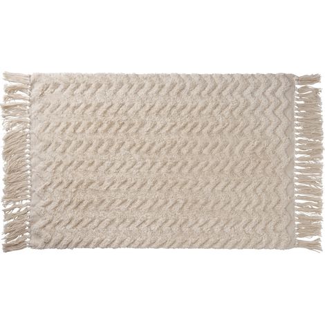 Tapis de bain déco à franges en coton 50x80cm