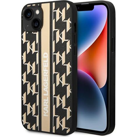 Karl Lagerfeld KLHCP14MPGKLSKW iPhone 14 Plus / 15 Plus 6,7" Hartschalenetui braun/braun Monogram Stripe (1/5)