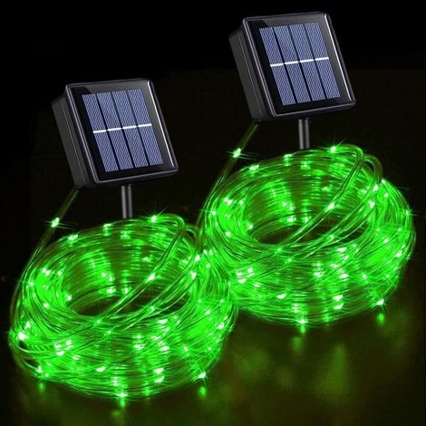 Outdoor Solar Garland - 2 x 10M 100 LED - Green Light