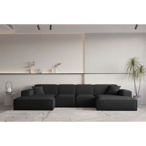 Wohnlandschaft U-Form CELES PREMIUM XS in Stoff Ascot Bukla Schwarz (1/2)
