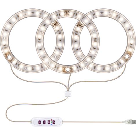 Lampe de croissance LED à spectre complet pour plantes, avec 20 LED, minuterie 8h/12h/16h, 5 niveaux de luminosité, hauteur réglable, port USB, anneau lumineux pour plantes succulentes. (1/5)