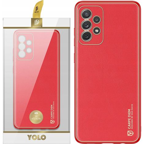 Elegante Dux Ducis Yolo Hülle aus Öko-Leder für Samsung Galaxy A72 4G, rot (1/5)