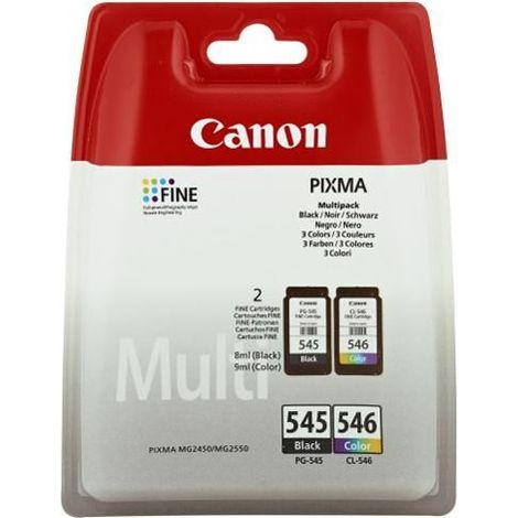 Ink-jet canon pg-545 / cl-546 pixma mg2550 / mg3050 / tr4550/s205/s305/ts3352 pack 2 colores negro color