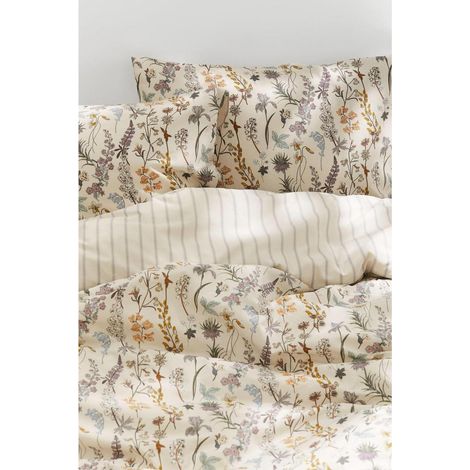Bettwäsche-Set 135x200cm 4-teilig mit Blumenmuster und Reißverschluss