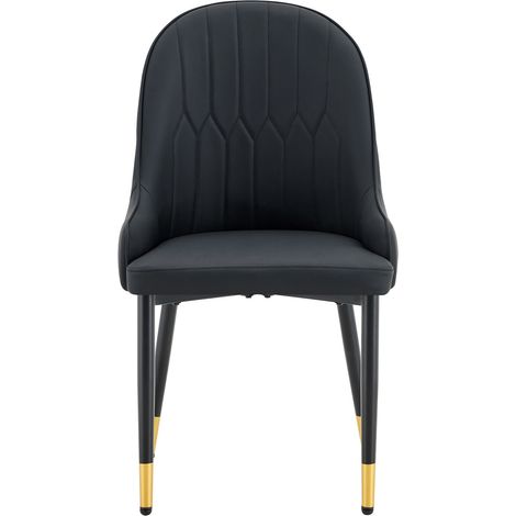 CHICFURN Set de 2 sillas de comedor de 91 cm en polipiel negra y metal para cocina (1/5)