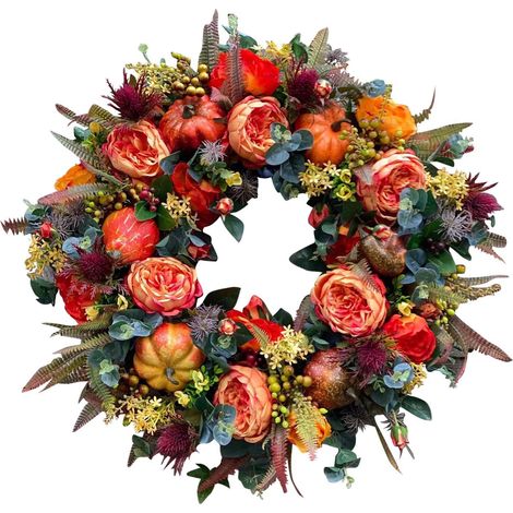 Guirlande De Porte - Fleurs Artificielles Pivoine - Pour Extérieur Et Intérieur - Diamètre 48 Cm - Toutes Saisons - Lot De 1 (1/5)