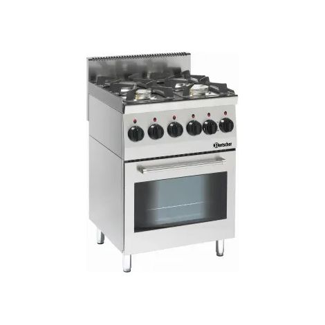 Fourneau sur four à gaz 4 feux vifs 19,0 kW - four électrique multifonction 2,2 kW - Bartscher