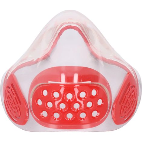 Écran facial anti-buée en PC transparent, masque de protection anti-projections pour adultes et enseignants, visière de lecture labiale incassable, teinte rouge. (1/5)