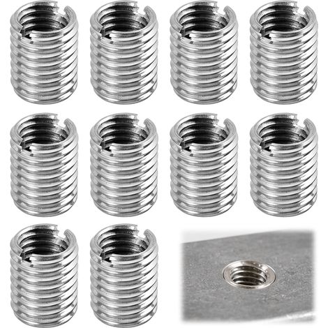 Lot de 10 inserts filetés M12 vers M10 - Douille filetée en acier inoxydable de 15 mm - Adaptateur de filetage - Douille de réduction - Écrou à visser M12 vers M10 - Kit de réduction de filetage (1/5)