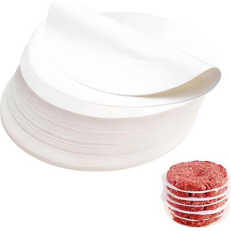 4.3" Round Chopped Steak Separator Paper 11 cm Food Grade Pulp Non-Stick Baking Paper 446 F for Burger, Freezing, Baking and Storage - 500 Sheets (1/5)
