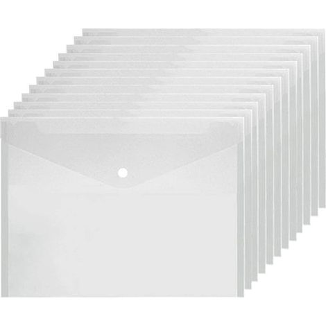 Pochettes plastique A4 transparentes avec bouton, lot de 20 classeurs à rabat, rangement documents bureau (1/5)
