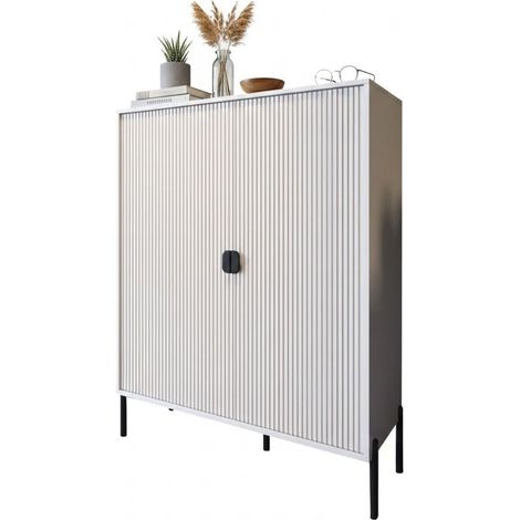 Walnuss Sideboard, Schubladen Kommode, 4 Regale, Türen öffnend, 104x40x129h cm Beige
