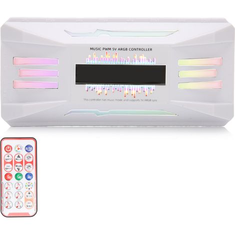 Contrôleur de température PWM pour ventilateur, télécommande blanche, compatible avec 8 connecteurs 4 broches et 10 connecteurs 5 V, adaptateur d'éclairage RGB ARGB 3 broches pour PC (1/5)