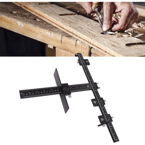 Bohr- und Positionierwerkzeug mit Griff aus reinem Aluminium, schwarzer Bohrer zur Montage von Möbel- und Türgriffen, Holzbearbeitungswerkzeug (1/5)