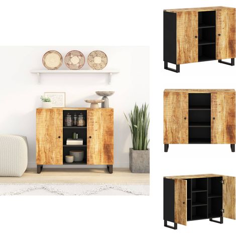 Buffet avec 2 portes 90x33x75 cm bois massif de manguier - Buffet - Commode - Meuble De Rangement - Mobilier - Bois Massif (1/5)