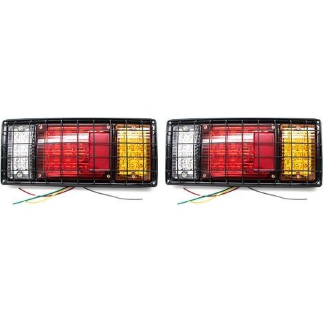 LKW-Rücklichtleiste – 40 LEDs, superhell, Brems- und Blinklicht, Schutzgitter aus Eisen, 12/24 V (1/4)