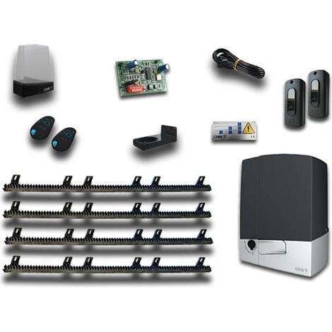Came – Kit de motorisation de portail coulissant 24V DC jusqu'à 400 kg – 4 m crémaillère nylon 30x20 – Moteur avec fin de course – EMP8K01MS003CREM