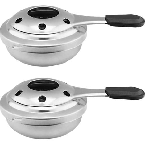 Mini réchaud à alcool - Lot de 2 - Réchauds à fondue - Réchaud à alcool - avec poignée anti-brûlure et couvercle de sécurité - Réchaud à alcool en acier inoxydable - Idéal pour les buffets et les évén (1/5)
