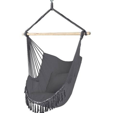 Chaise Suspendue en Coton Doux avec 2 Coussins Siège Suspendu Balançoire Suspendue pour Intérieur et Extérieur Hamac Portable (1/5)