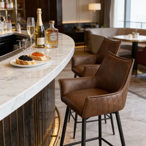 Chaise à manger avec accoudoirs et dossier courbés,chaise de bar vintage design,tabouret ergonomique,chaise Chat (seul ensemble de 2 tabourets de bar) (1/5)