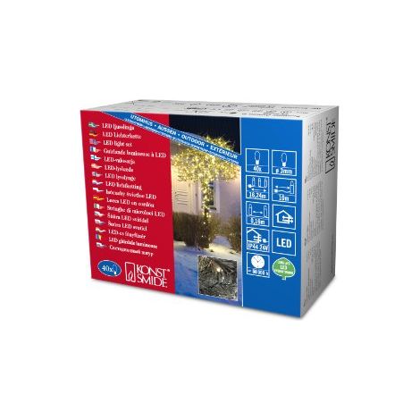 Konstsmide 3610-110 / Catena di luci Micro LED / 40 diodi Bianco Caldi / 24V trasformatore da Esterno/Cavo Nero (1/4)