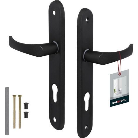 Kotarbau – Poignée de porte d'intérieur 90mm – Aluminium noir – Pour cylindre profilé – Sens gauche/droite – Installation facile