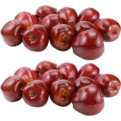 24 pommes artificielles, répliques réalistes, pommes rouges, décoration intérieure (1/4)
