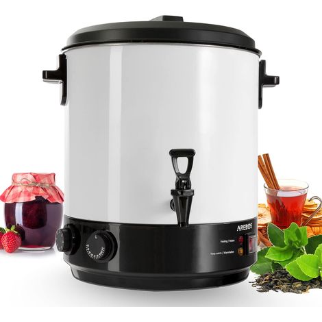 Arebos – Stérilisateur et distributeur de boissons chaudes 1800 W – Capacité 28 L – Température 30-110°C – Minuterie 20-120 min – Acier inoxydable