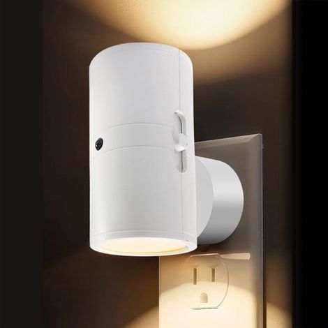 1 luz nocturna LED con enchufe, Luz nocturna con enchufe, 5-300 lm, brillo ajustable, 2700K, Luz nocturna regulable para cocina, pasillo, Blanco (1/5)
