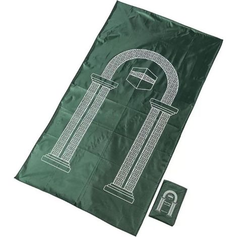 1 Tapis de Prière, Polyester Imperméable, Léger et Pliable, 100 x 55 cm, Vert Foncé, pour Voyage et Quotidien (1/5)