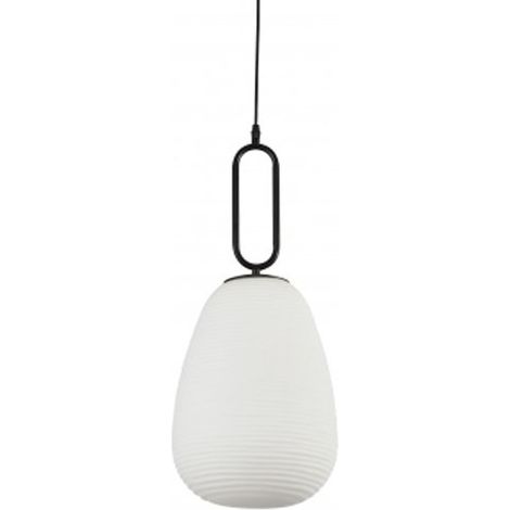 Searchlight Elixir Luminaire suspendu en verre nervuré à 1 lumière, verre opale, noir (1/3)