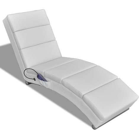 Bain de soleil Moderne Chaise longue Transat de massage Blanc Similicuir GF47640 (1/5)