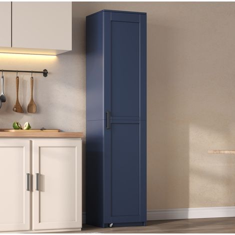 Armoire de cuisine 40x40x183 cm en MDF bleu, étagères réglables, gain de place – MEUBLIV (1/5)