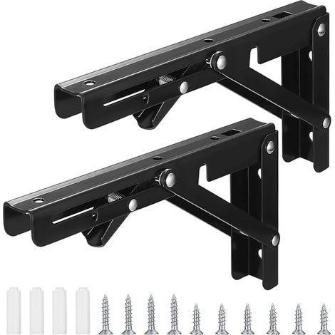 Folding Shelf Brackets, Folding Console Brackets, Heavy Load Folding Corner Shelf Brackets, Retractable Bracket for Garage, Kitchen, Bedroom (20 cm) (1/3)