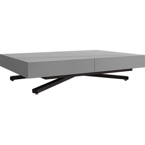 Mesa de centro convertible Oswego 176, Grafito, 27x80x120cm, Diámetro: 0, Aglomerado laminado, Angular