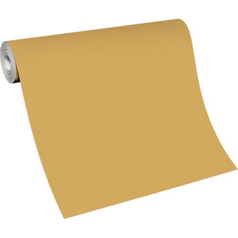 Papier peint uni jaune cuisine | Tapisserie jaune unie couloir & chambre | Papier peint moutarde intissé idéal salon & entrée (1/5)