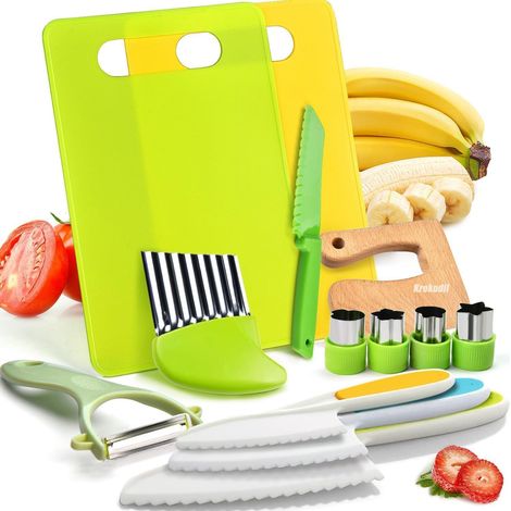 Indispensable maison, Lot de 13 couteaux de cuisine en bois pour enfants - en plastique sans danger pour les (1/5)