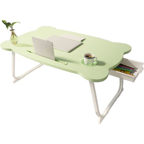 Plateau de lit pliant portable ours vert 60x40x28cm, table petit-déjeuner mignonne, bureau pour ordinateur portable, usage maison ou dortoir. (1/5)