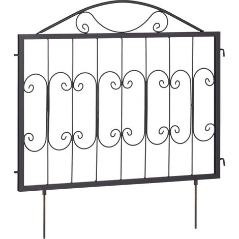 Set di 4 bordure da giardino decorative design romantico 100 x 20 cm in metallo nero 130012506