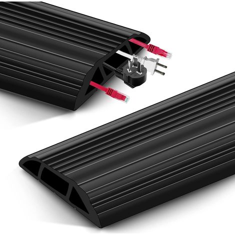 Passe Câble Sol D’ usage Léger, Cache-câble de Plancher,Cachez et Protégez les Câbles et Évitez les Risques, 60mm x 14mm (2m,Noir) (1/5)