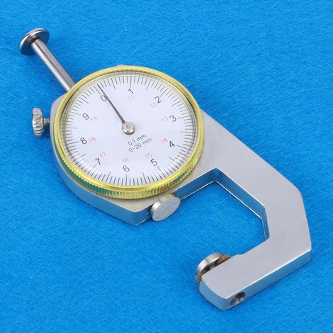 Jauge d'épaisseur argentée, portable et précise, pour la mesure de bijoux, cuir et planches à mesurer (0-20 mm). (1/5)